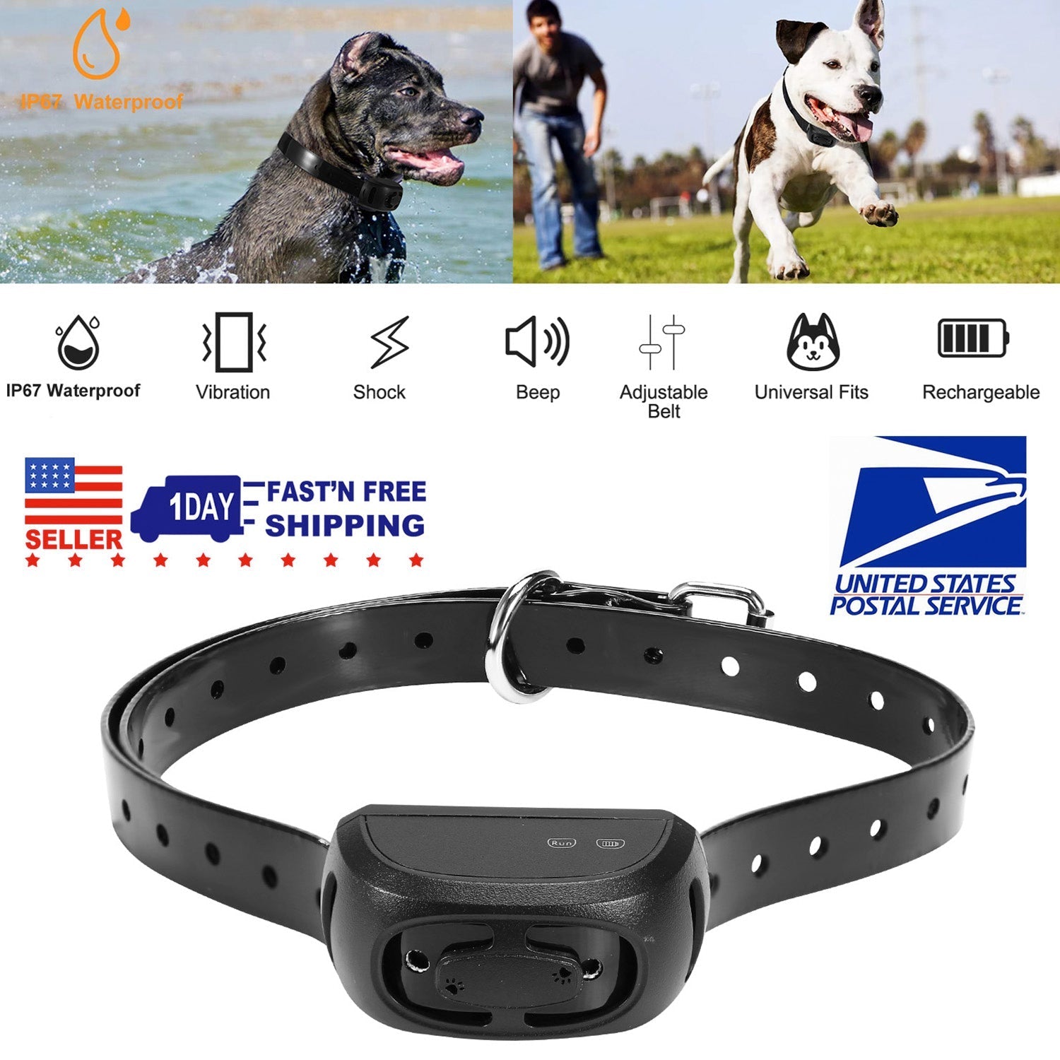 Waterproof Dog Bark Collar with Remote and Adjustable Modes