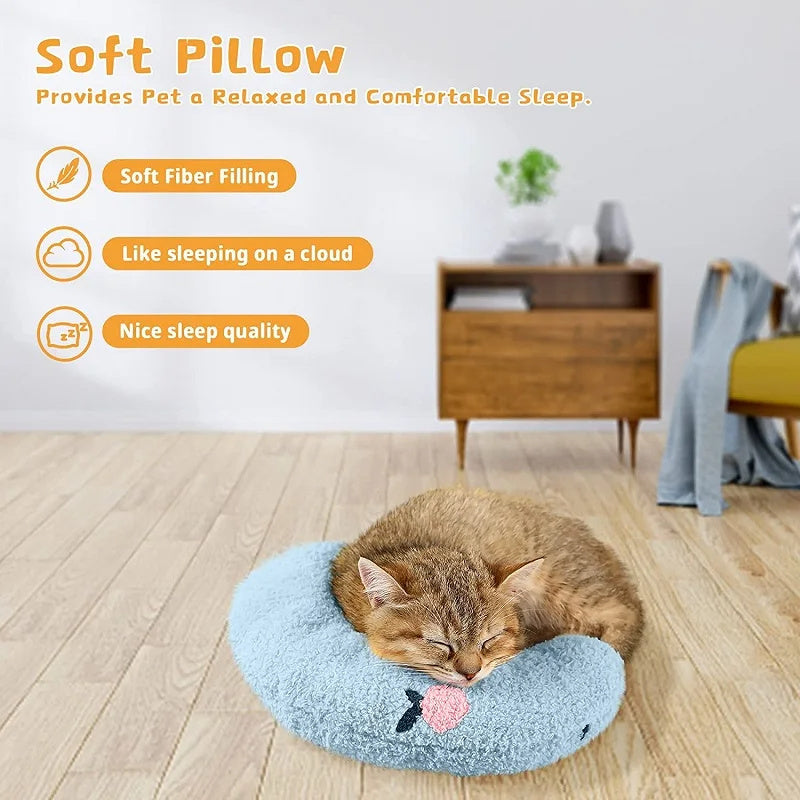 Half-Donut Faux Fur Pillow Bed for Cats & Small Dogs, 26 x 18 cm