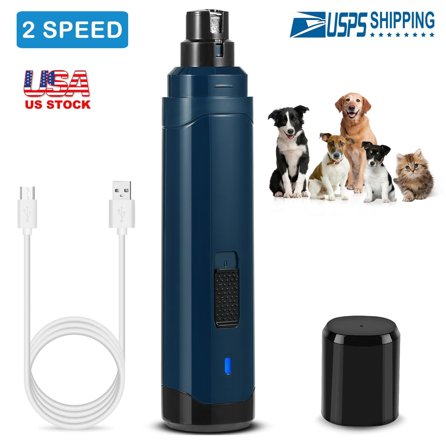 Professional Pet Nail Grinder for Small Pets, USB Rechargeable, Quiet Operation