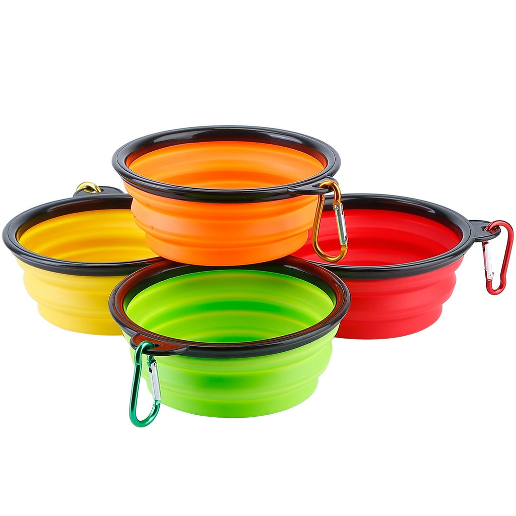 Collapsible Silicone Dog Bowls Set of 4 with Carabiners