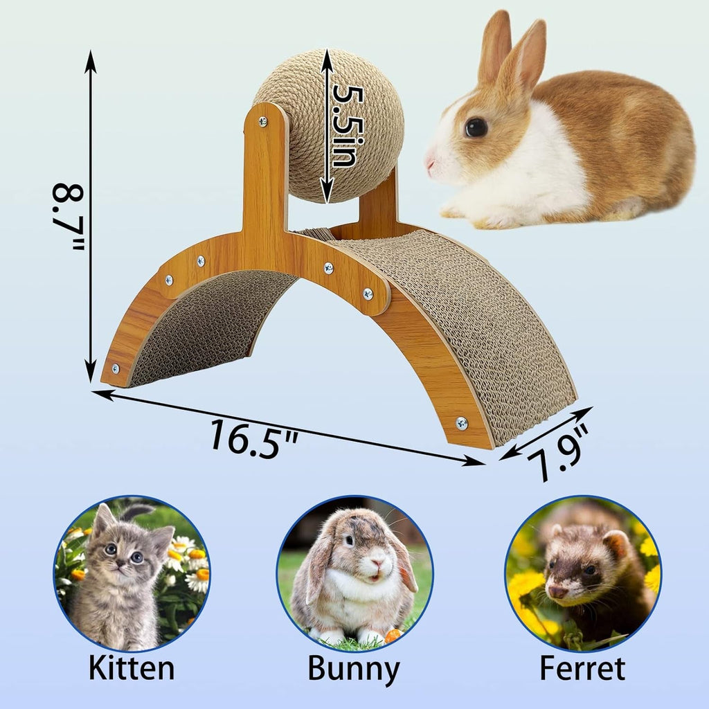 2-in-1 Small Pet Scratcher with Rotating Sisal Ball and Cardboard Pad
