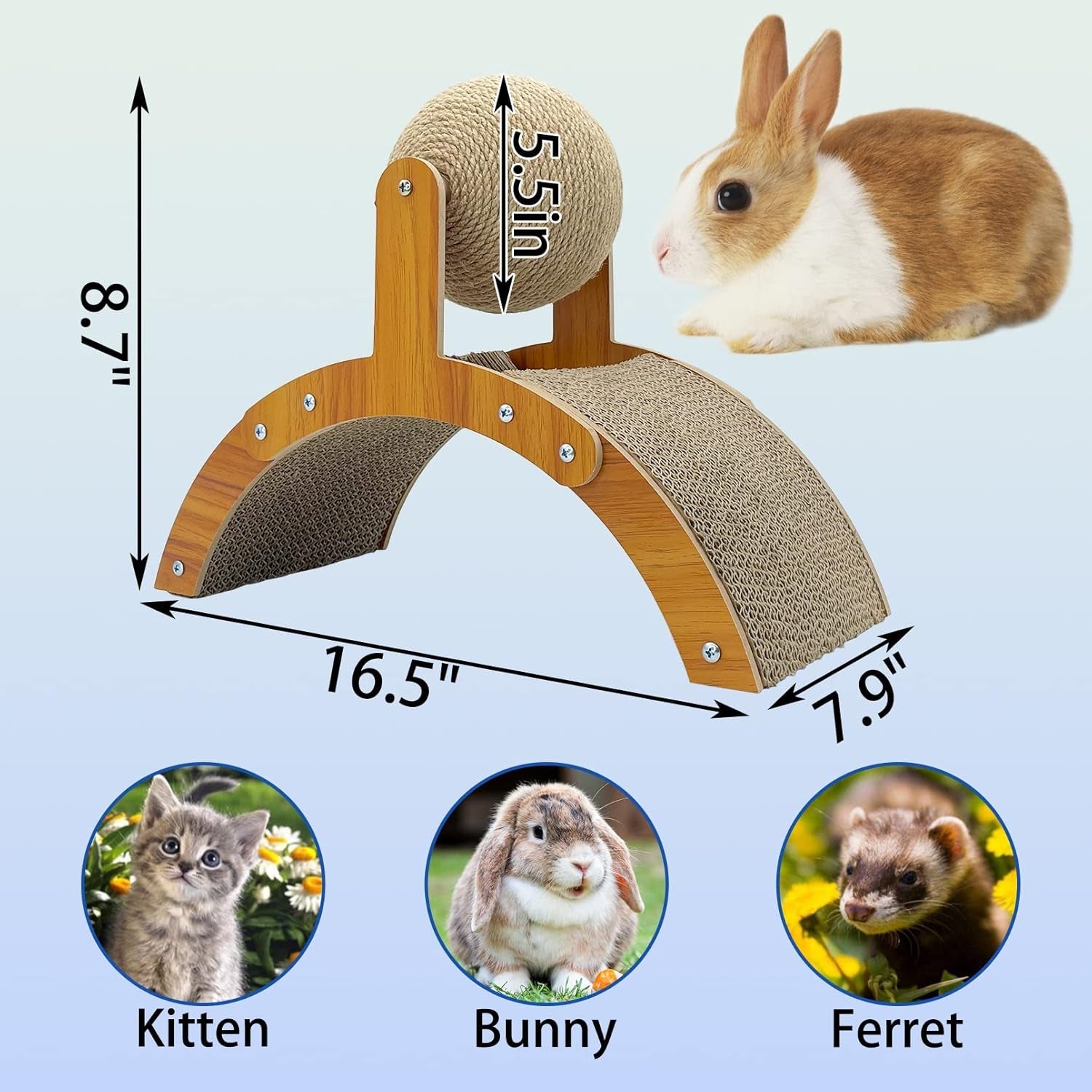 2-in-1 Small Pet Scratcher with Rotating Sisal Ball and Cardboard Pad