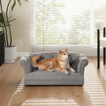 Gray Velvet Chesterfield Pet Sofa for Small and Medium Pets