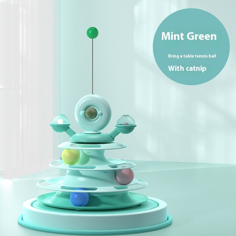 Four-Layer Cat Turntable Toy with Rotating Balls