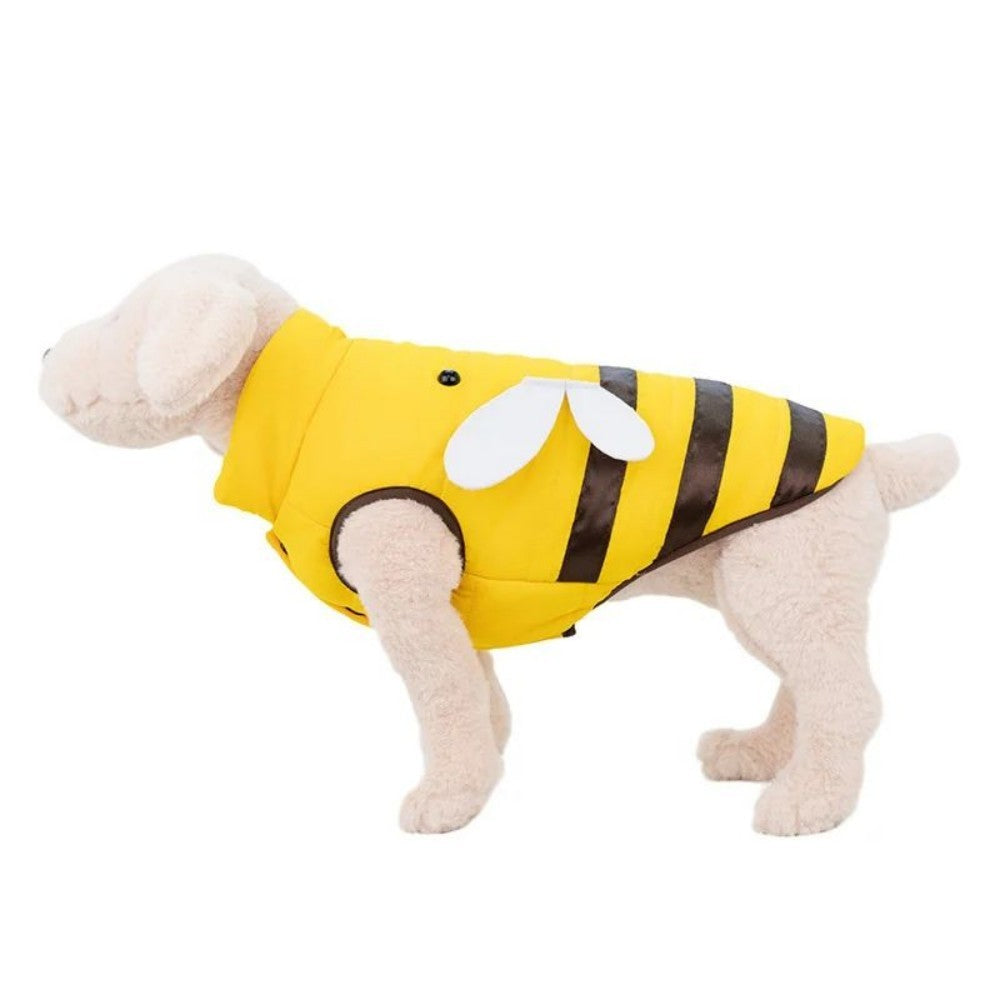 Yellow Velvet-Lined Pet Coat for Cats and Dogs