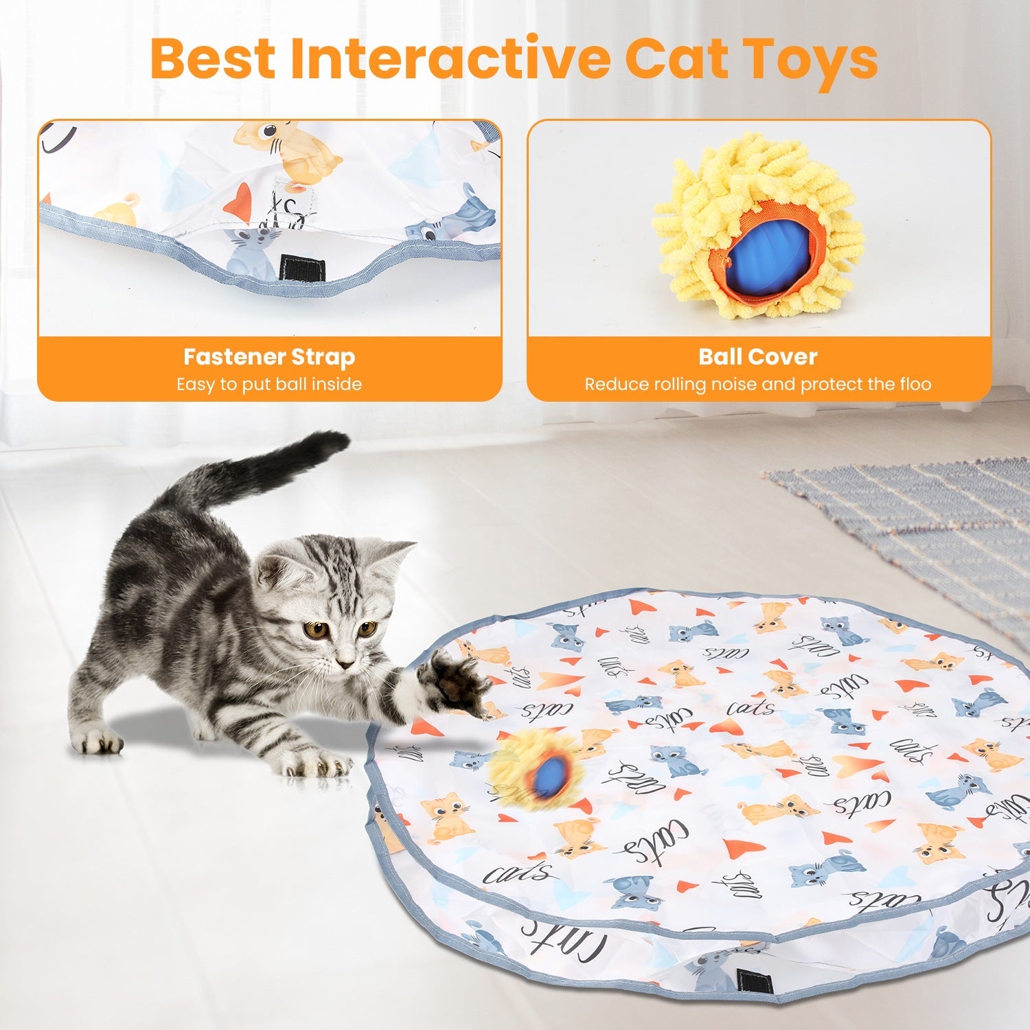 Interactive Rolling Ball Cat Toy with Rechargeable Battery