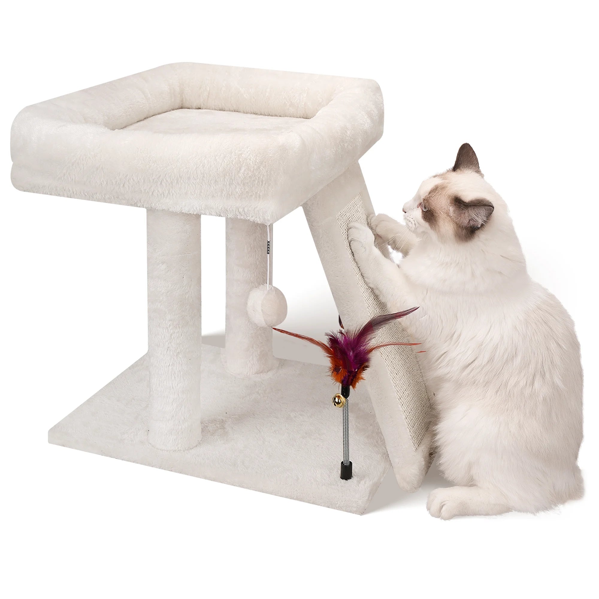 17.7" Cat Tree with Scratching Pad and Play Balls, Gray