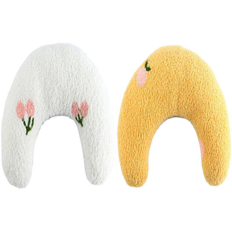 Plush Half-Donut Pet Bed for Cats and Small Dogs, 27 x 17 cm