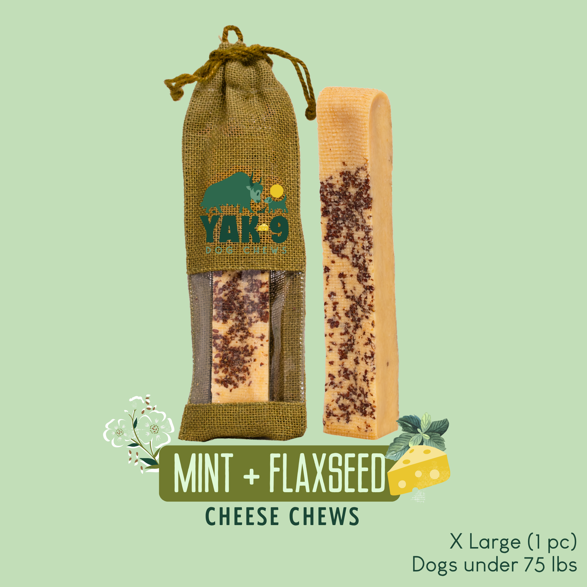 Yak9 Flaxseed & Mint Yak Chews for Dogs