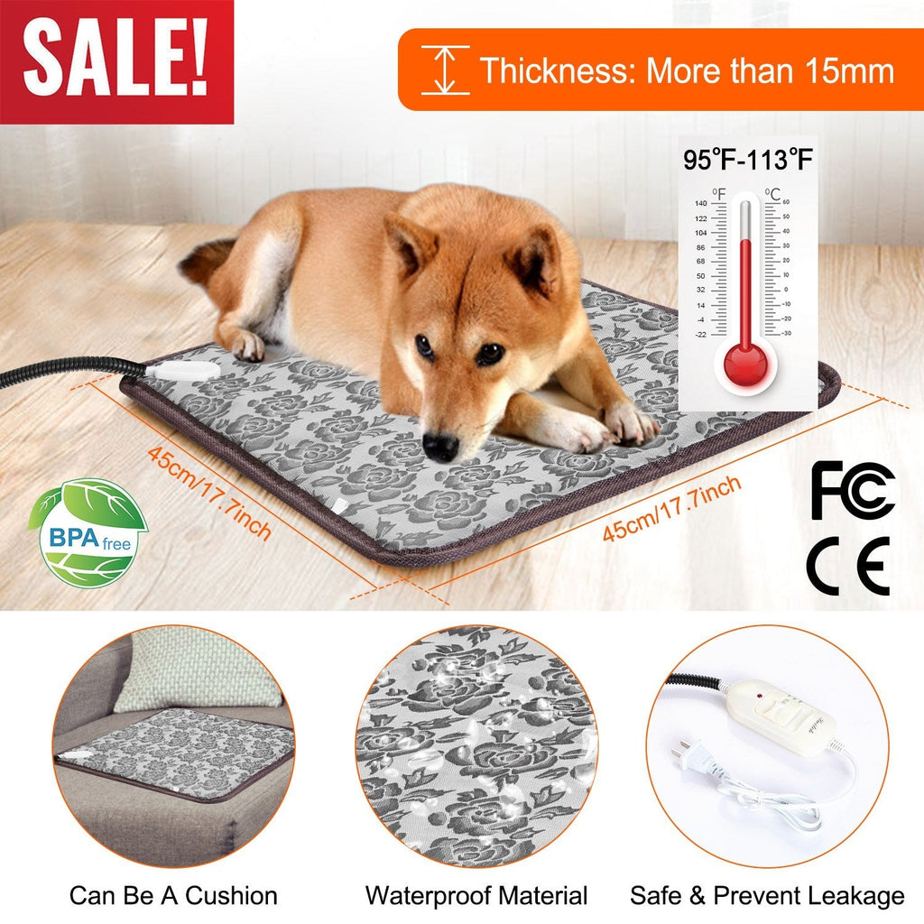 Electric Pet Heating Pad with Adjustable Temperature for Dogs & Cats