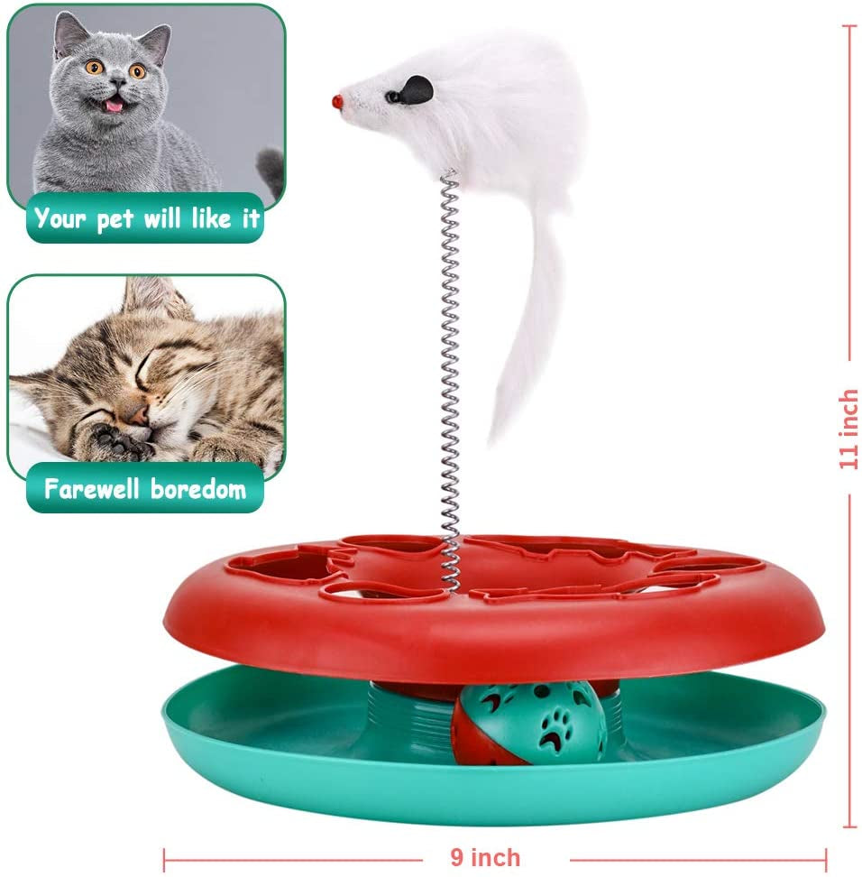 Interactive Cat Toy Set with Track, Mouse, and Rolling Ball