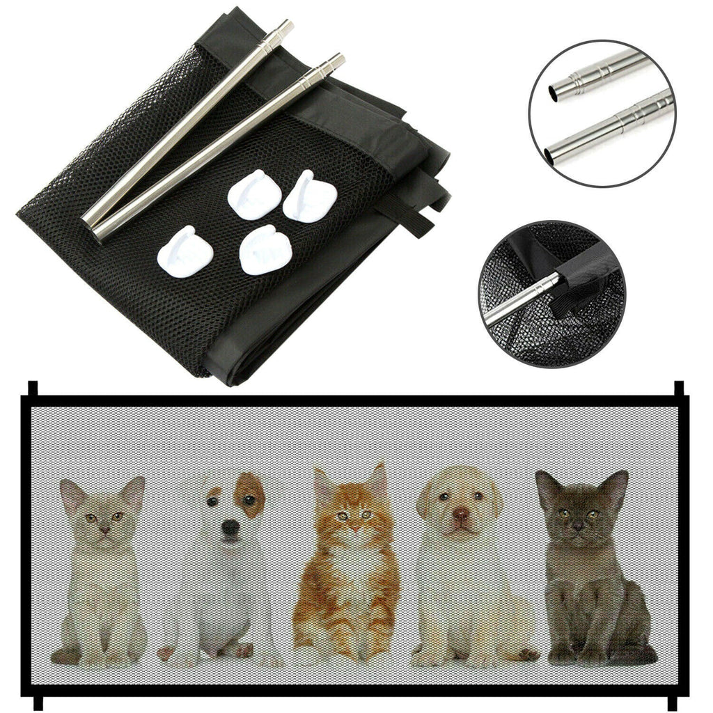 Retractable Mesh Pet Safety Gate – Portable, Pressure-Mounted Barrier