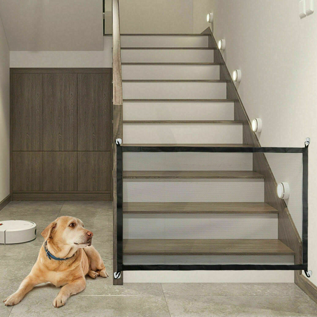 Retractable Mesh Pet Safety Gate – Portable, Pressure-Mounted Barrier