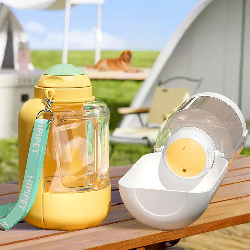 2-in-1 Dog Water Bottle and Food Container, 1000ml Capacity