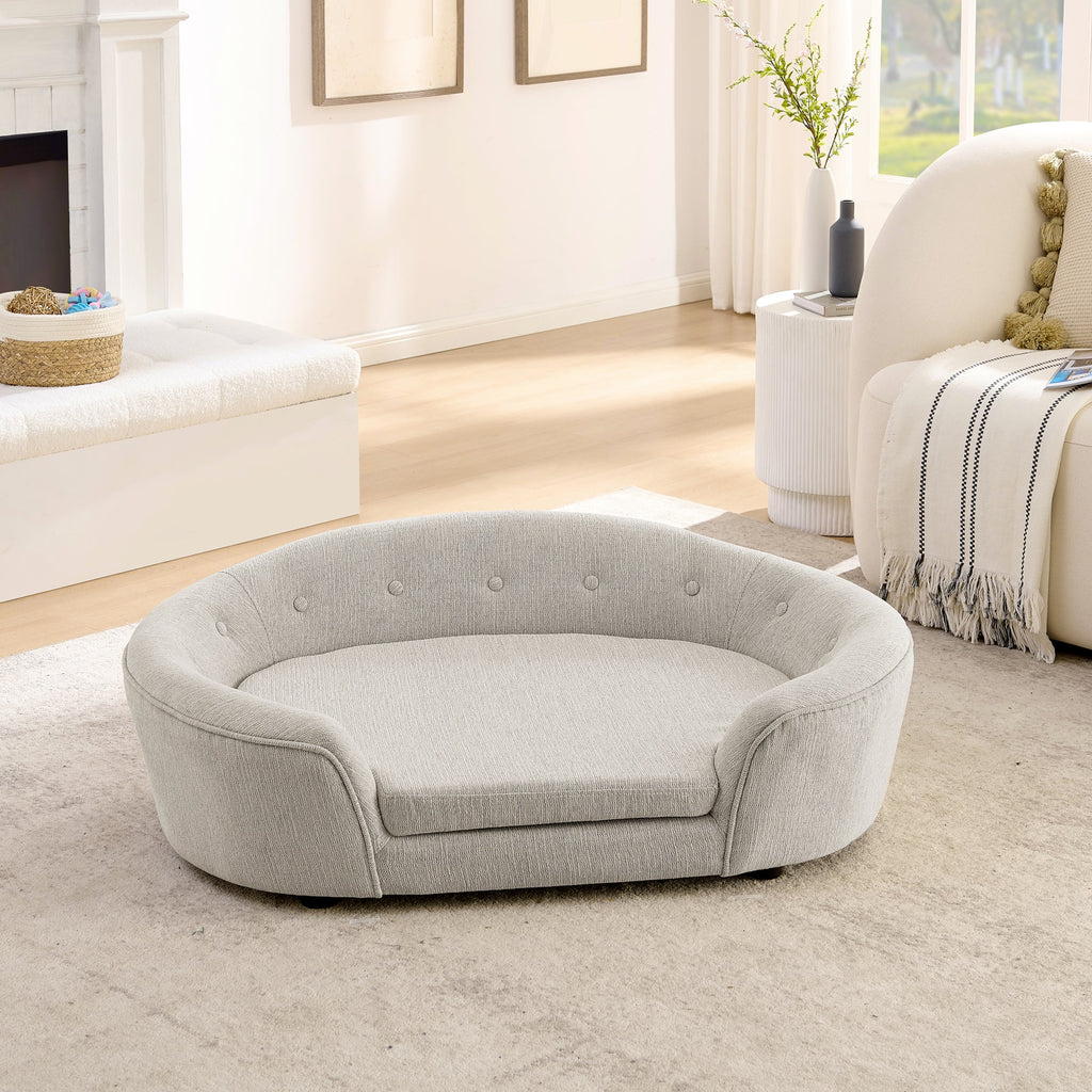 Modern Oval Foam Pet Sofa for Large and Oversized Dogs, Beige