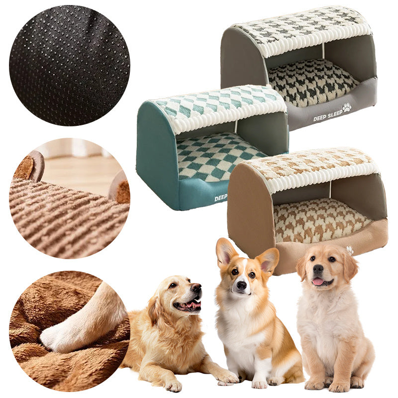 Self-Warming Dog Bed with Jacquard Velvet, Multiple Sizes