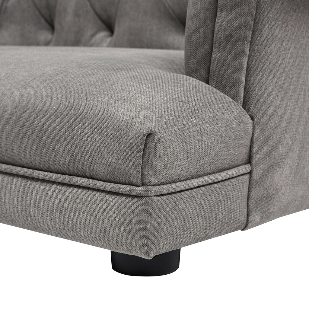 Gray Velvet Chesterfield Pet Sofa for Small and Medium Pets
