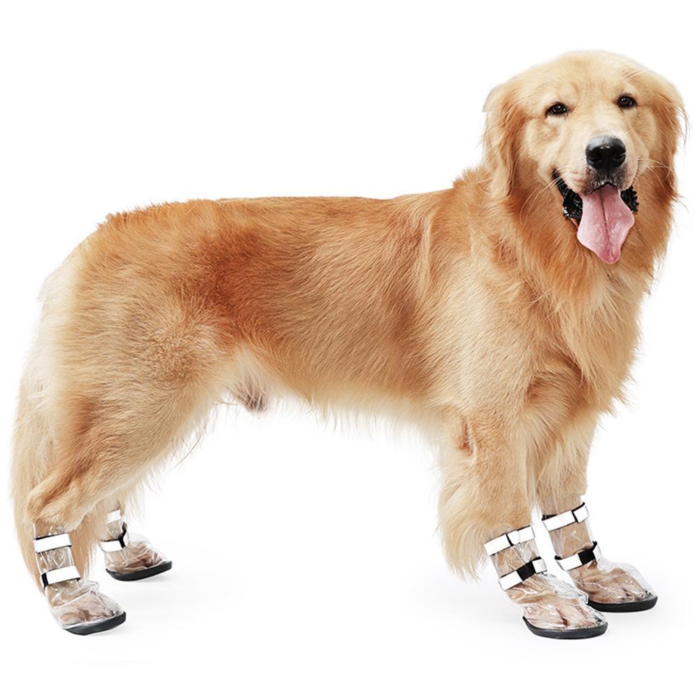 Waterproof PVC Dog Shoes, Non-Slip, Black, Set of 4