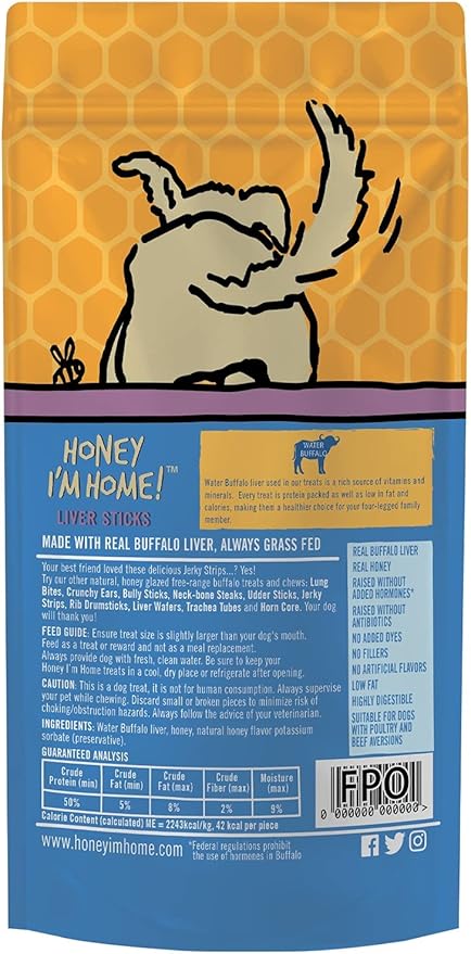 Crispy Buffalo Liver Dog Treats with Honey, Gluten Free, 4.76 oz