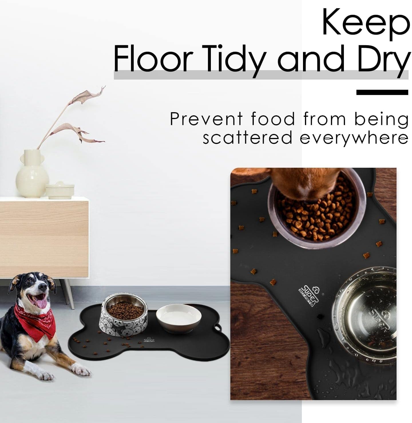 Silicone Pet Feeding Mat with Raised Edges, 20.5" x 14.5"