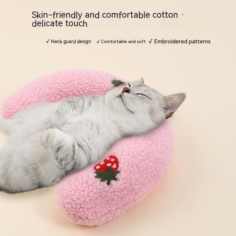 Half-Donut Faux Fur Pillow Bed for Cats & Small Dogs, 26 x 18 cm