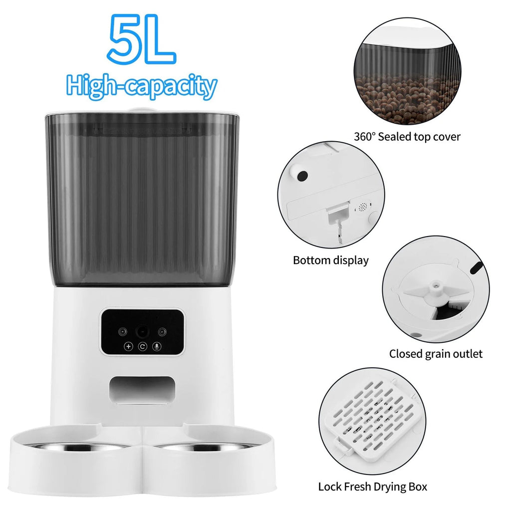 Automatic Pet Feeder with 1080P Camera and 5L Capacity