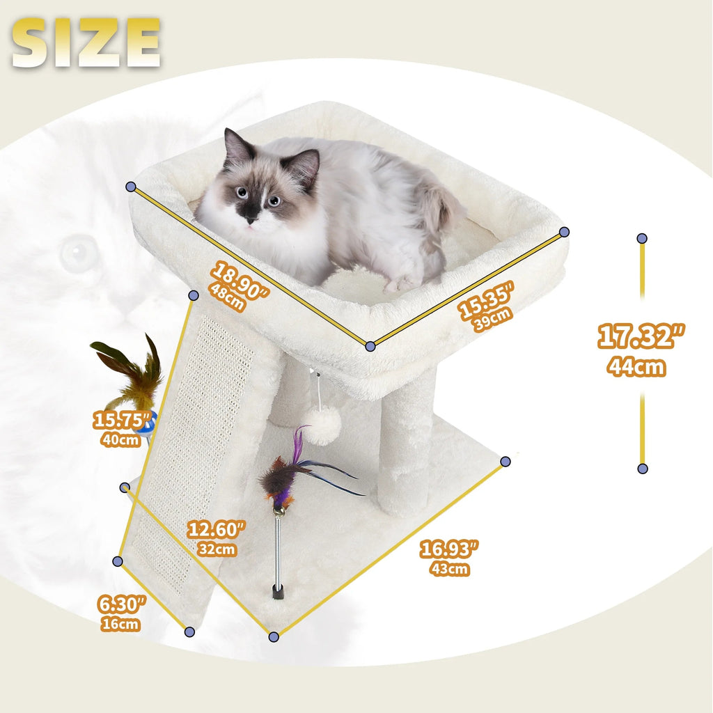17.7" Cat Tree with Scratching Pad and Play Balls, Gray