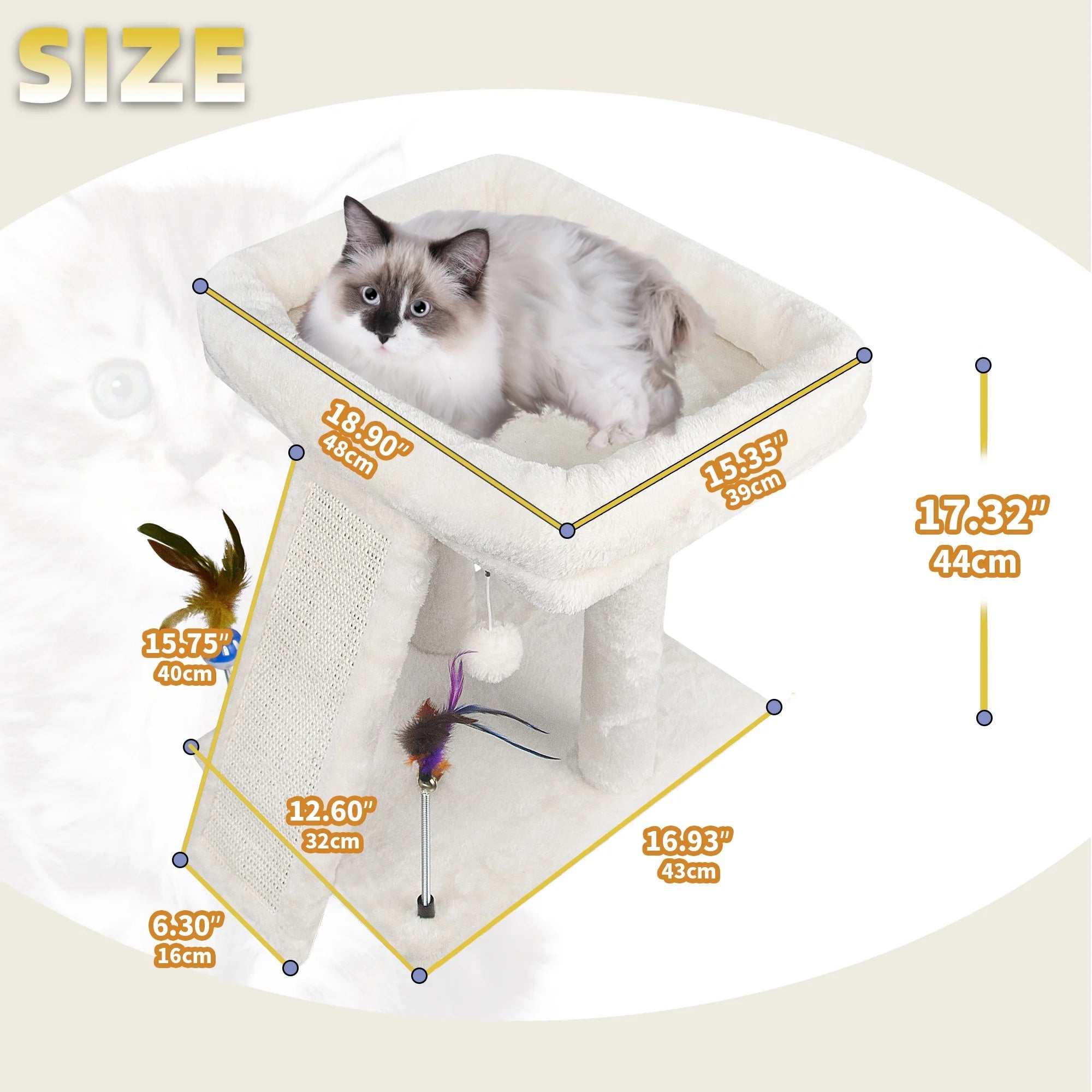 17.7" Cat Tree with Scratching Pad and Play Balls, Gray