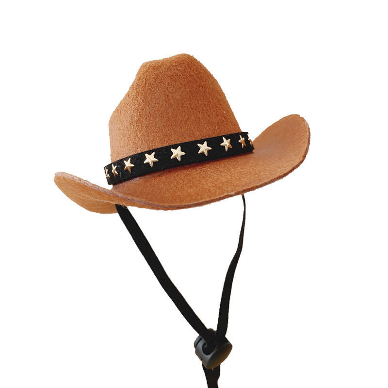 Star Cowboy Hat for Cats and Small Dogs, Adjustable Fit