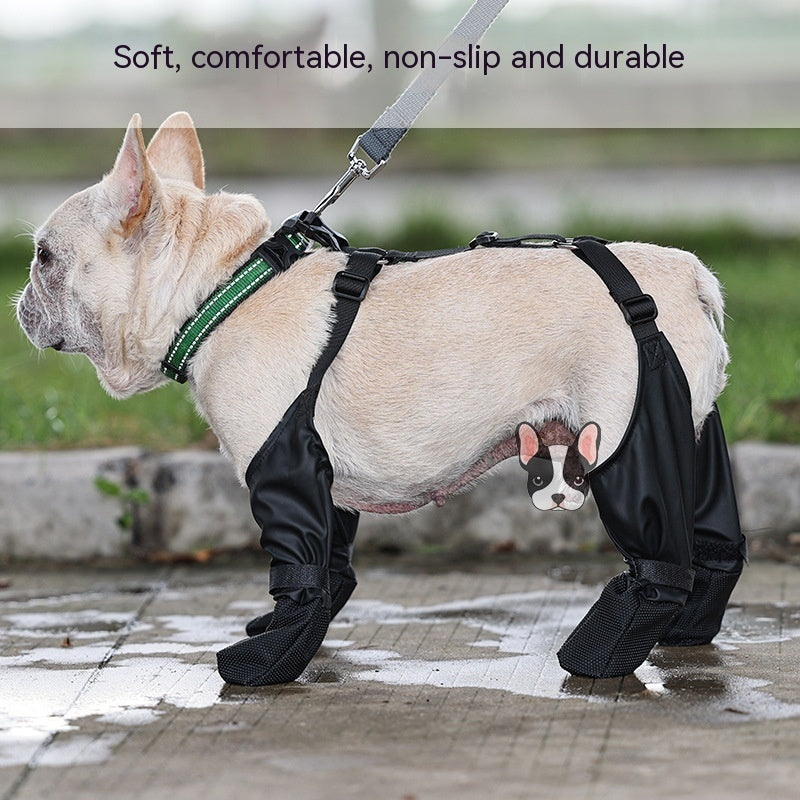 Soft Dog Paw Non-Slip Shoes, Waterproof, Black (Set of 4)