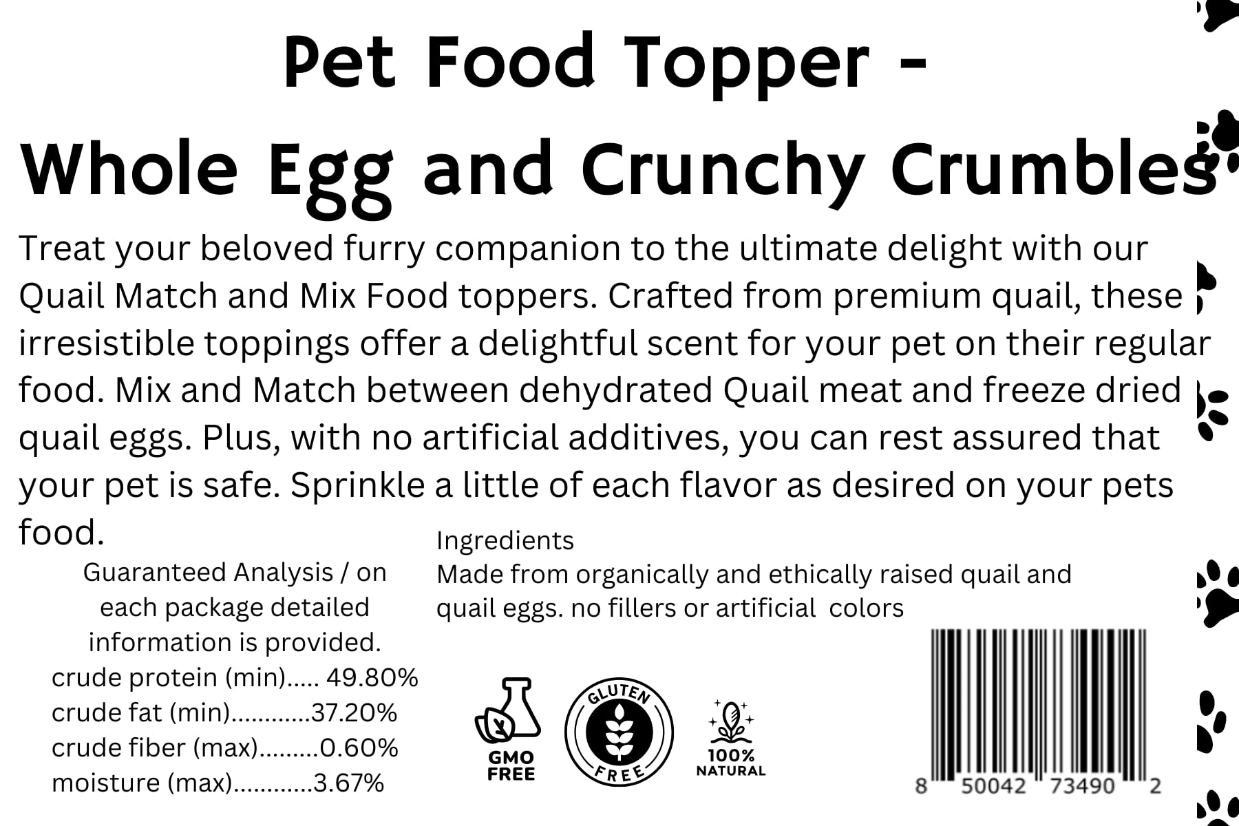 Freeze-Dried Quail Egg Pet Treats – Single Ingredient, Grain-Free