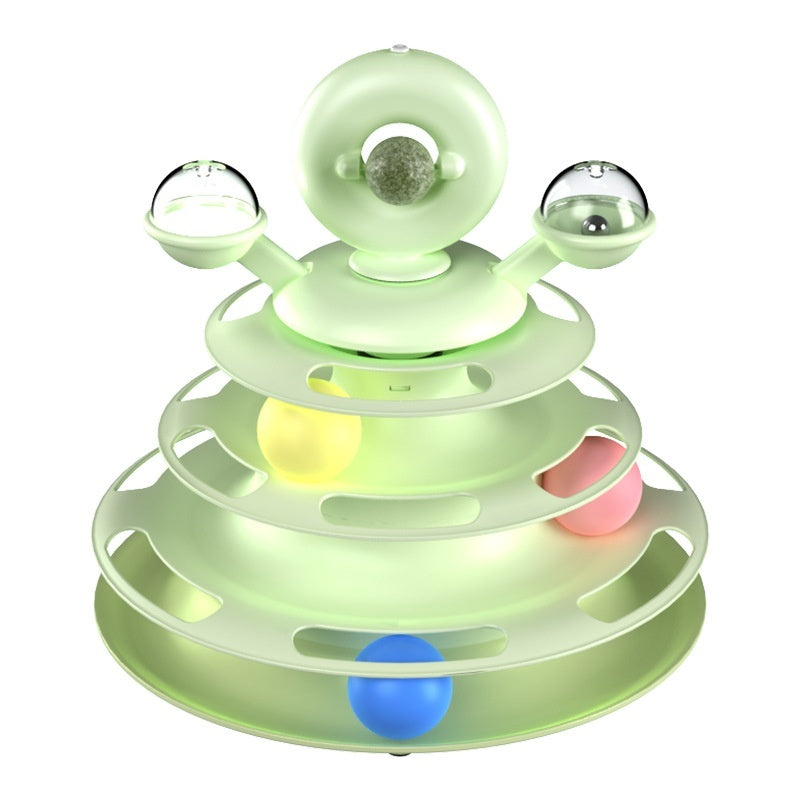 Four-Layer Cat Turntable Toy with Rotating Balls