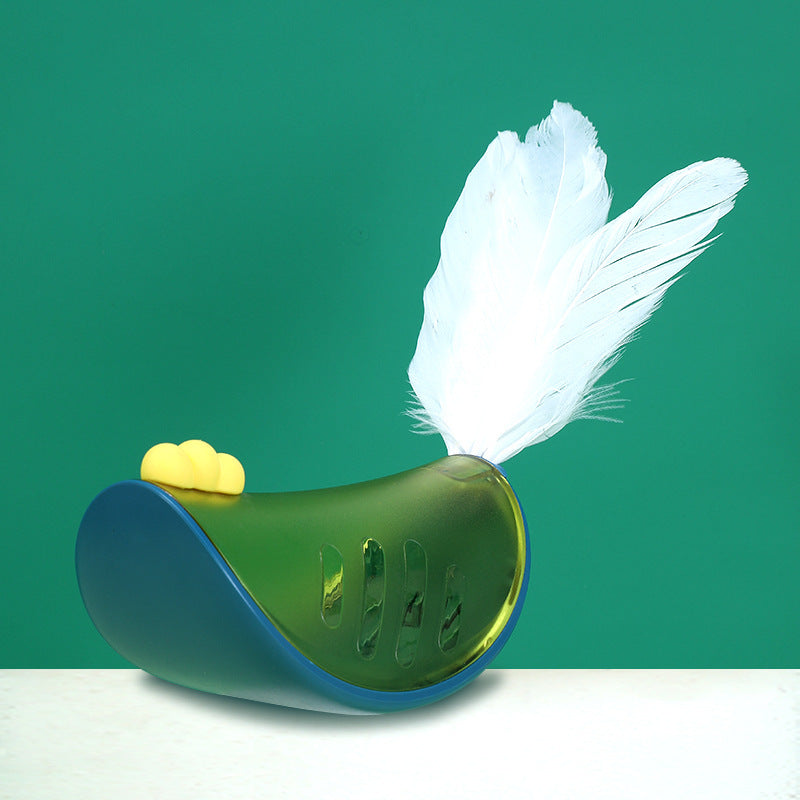 Cat Tumbler Toy with Goose Feather, ABS & Rubber, 4 Colors
