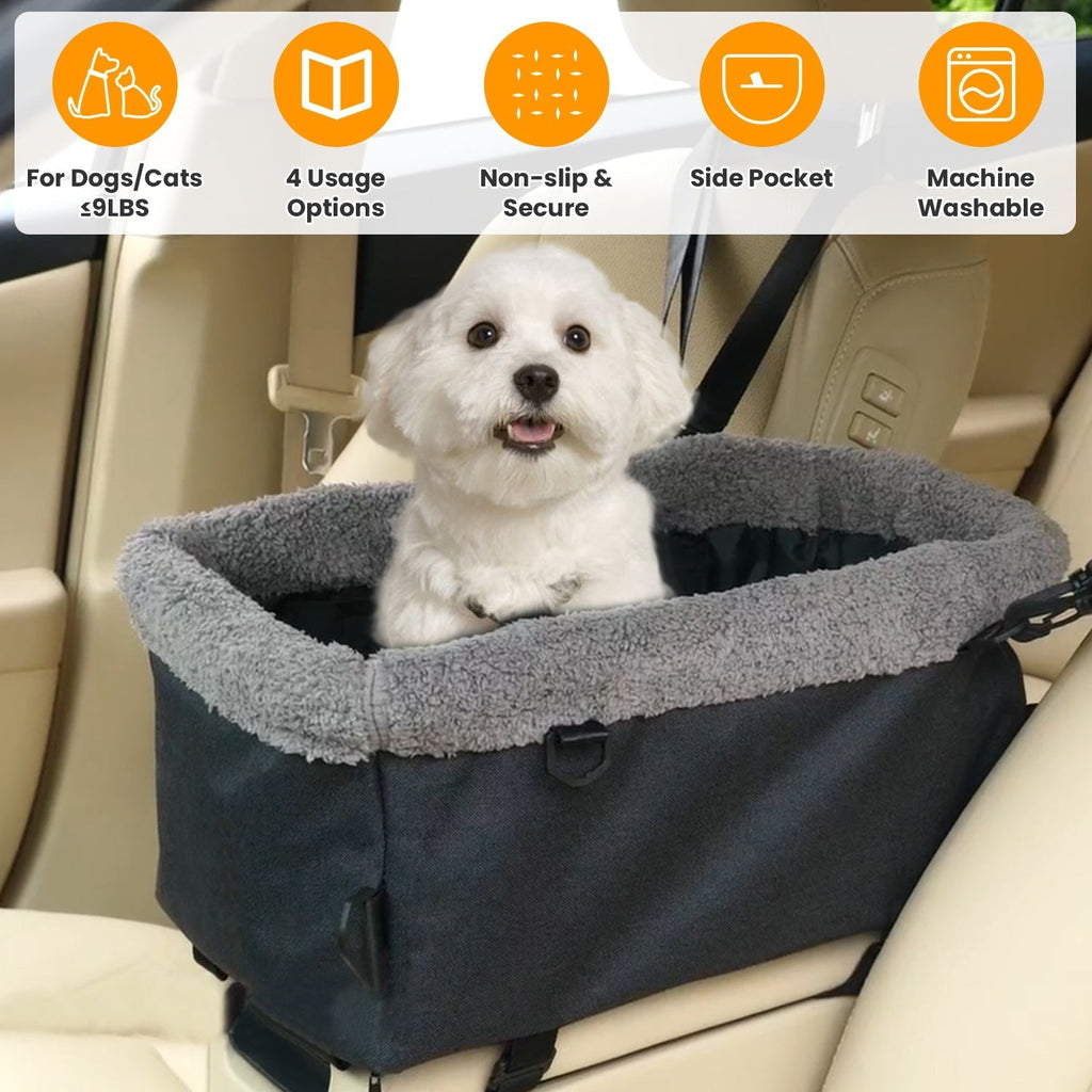 Small Pet Car Seat for Center Console, Up to 9 lbs