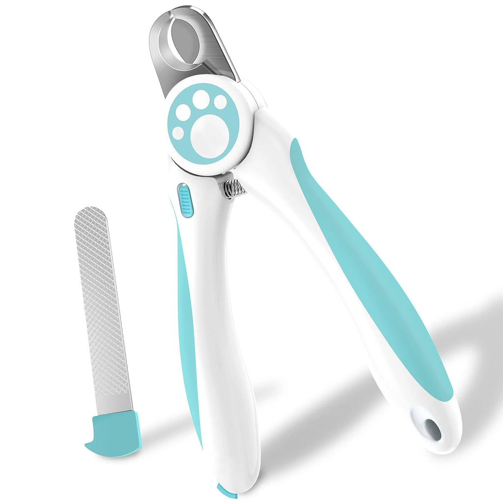 Ergonomic Pet Nail Clippers for Dogs and Cats, Blue and White