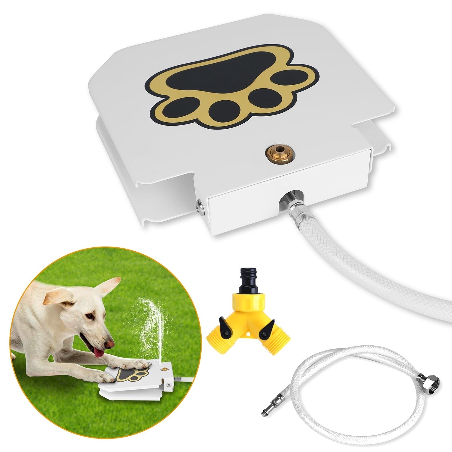 Step-On Outdoor Dog Water Fountain with Paw Pedal