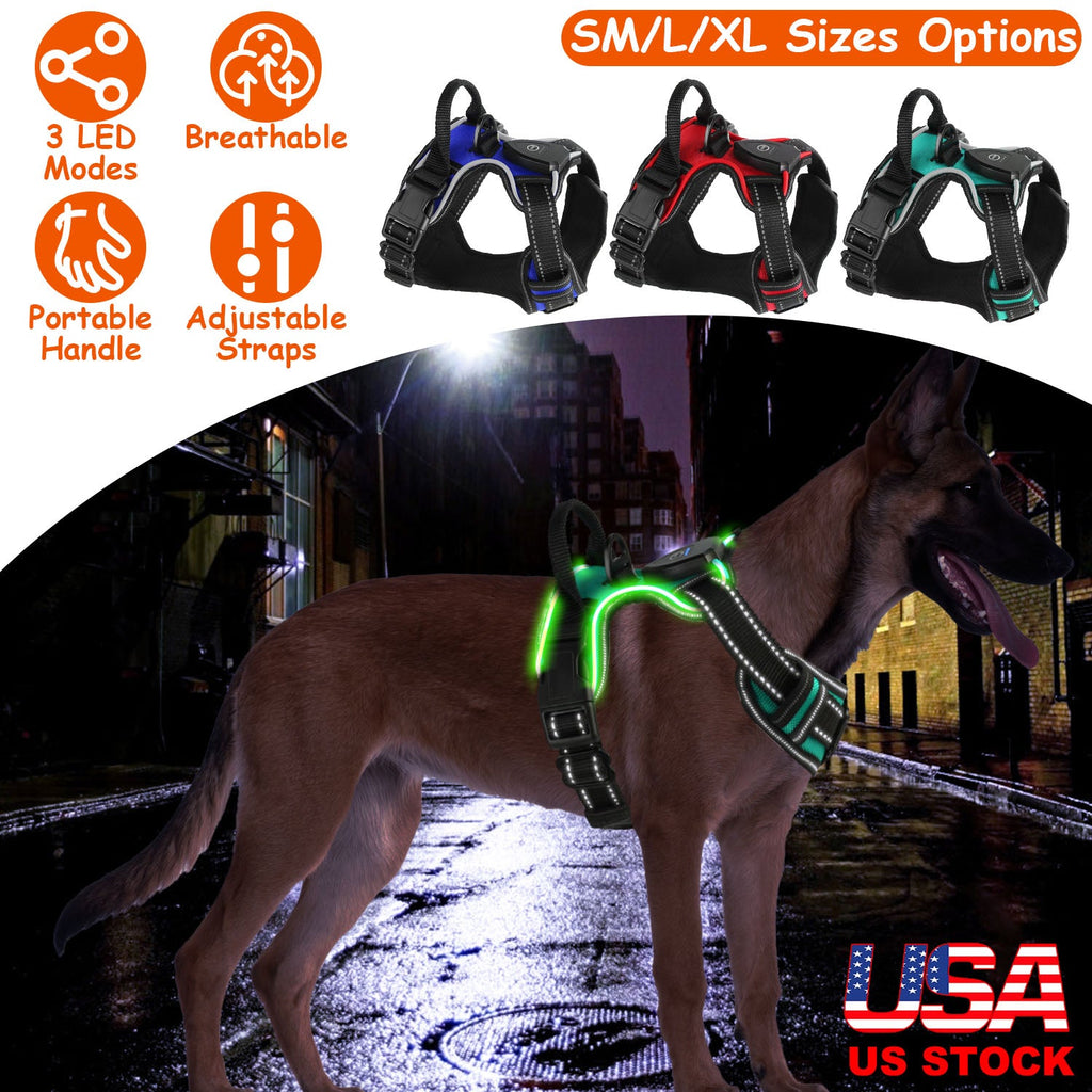 Rechargeable LED Dog Harness with No-Pull Design