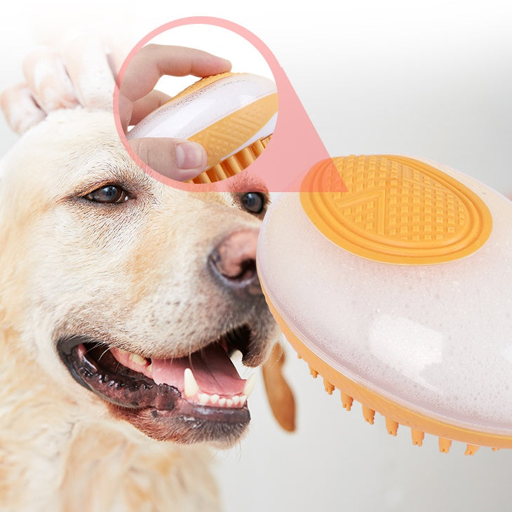 2-in-1 Bath & Grooming Brush for Cats and Dogs, Silicone Bristles