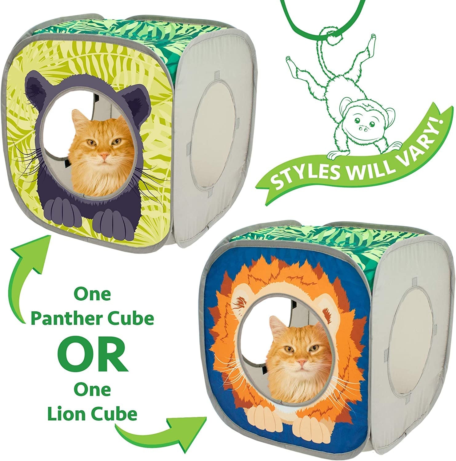 Pop-Up Cat Cube Hideaway – Tiger or Panther Style