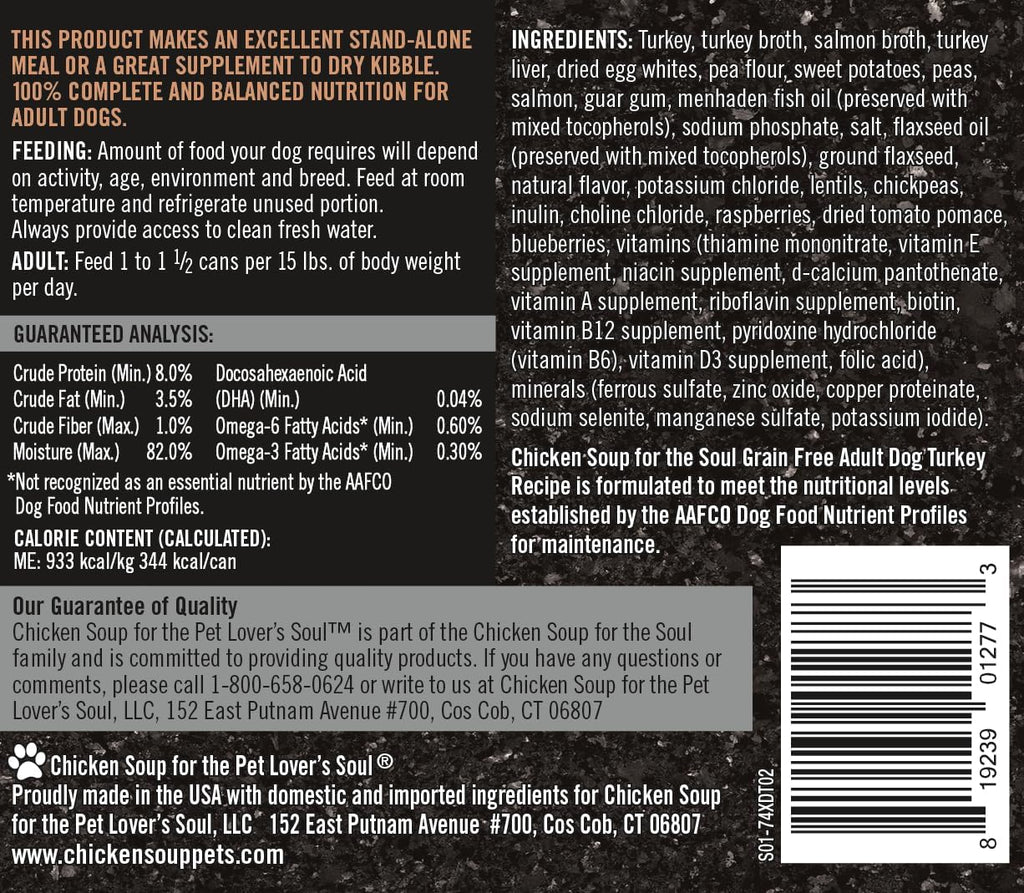 Grain-Free Turkey & Salmon Wet Dog Food with Vegetables & Fruits