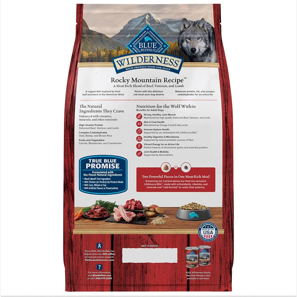 High-Protein Adult Dog Food with Beef, Lamb & Venison, Grain-Inclusive