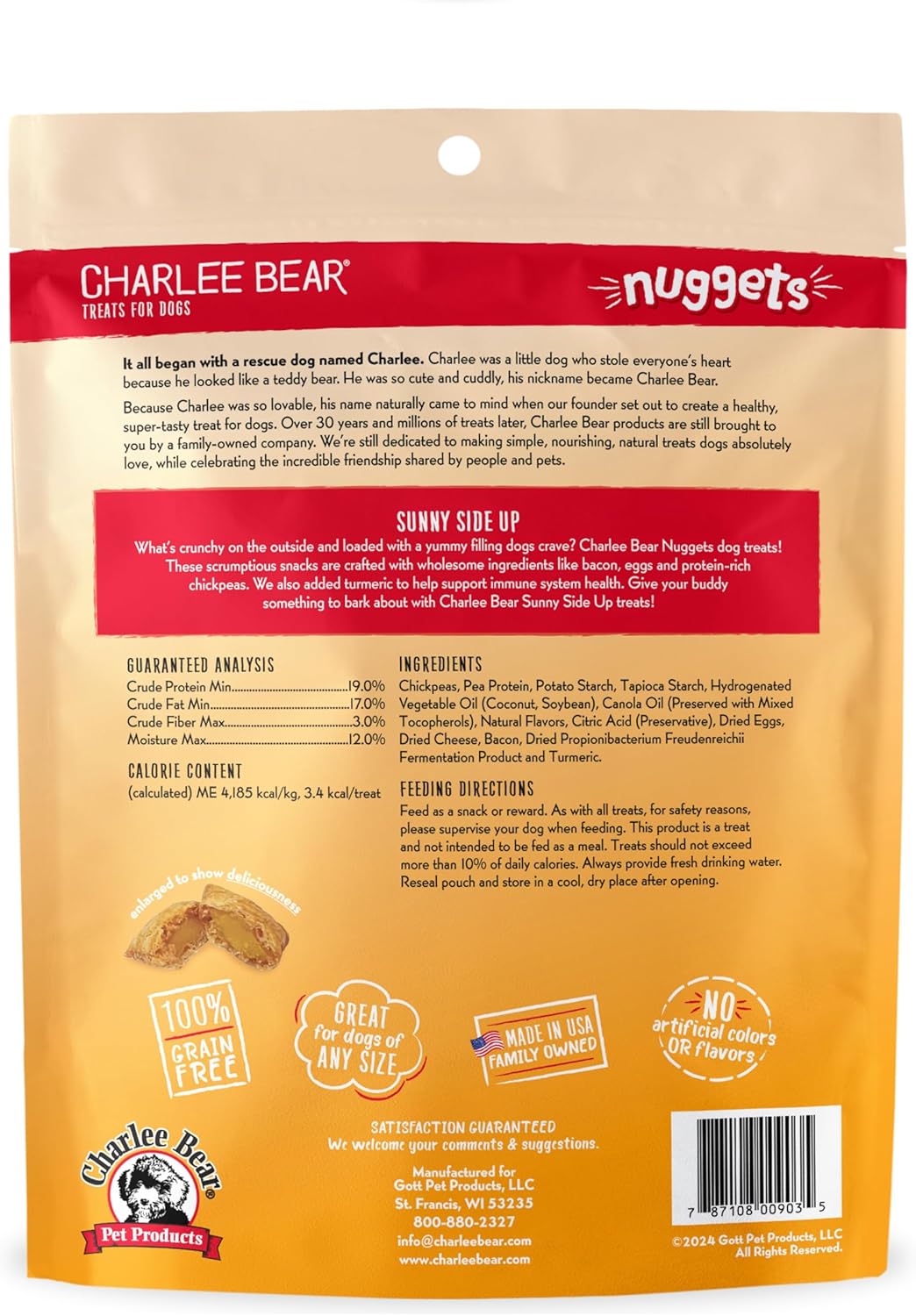 Charlee Bear Sunny Side Up Crunchy Dog Treats with Bacon & Eggs