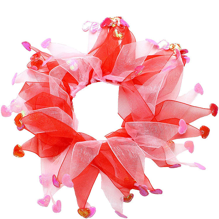 Valentine’s Day Pet Headband and Scarf Set – Organza Satin
