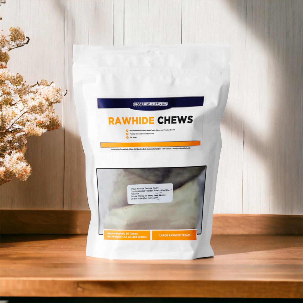 Poultry Rawhide Dental Chew for Medium Dogs (26–50 lbs)