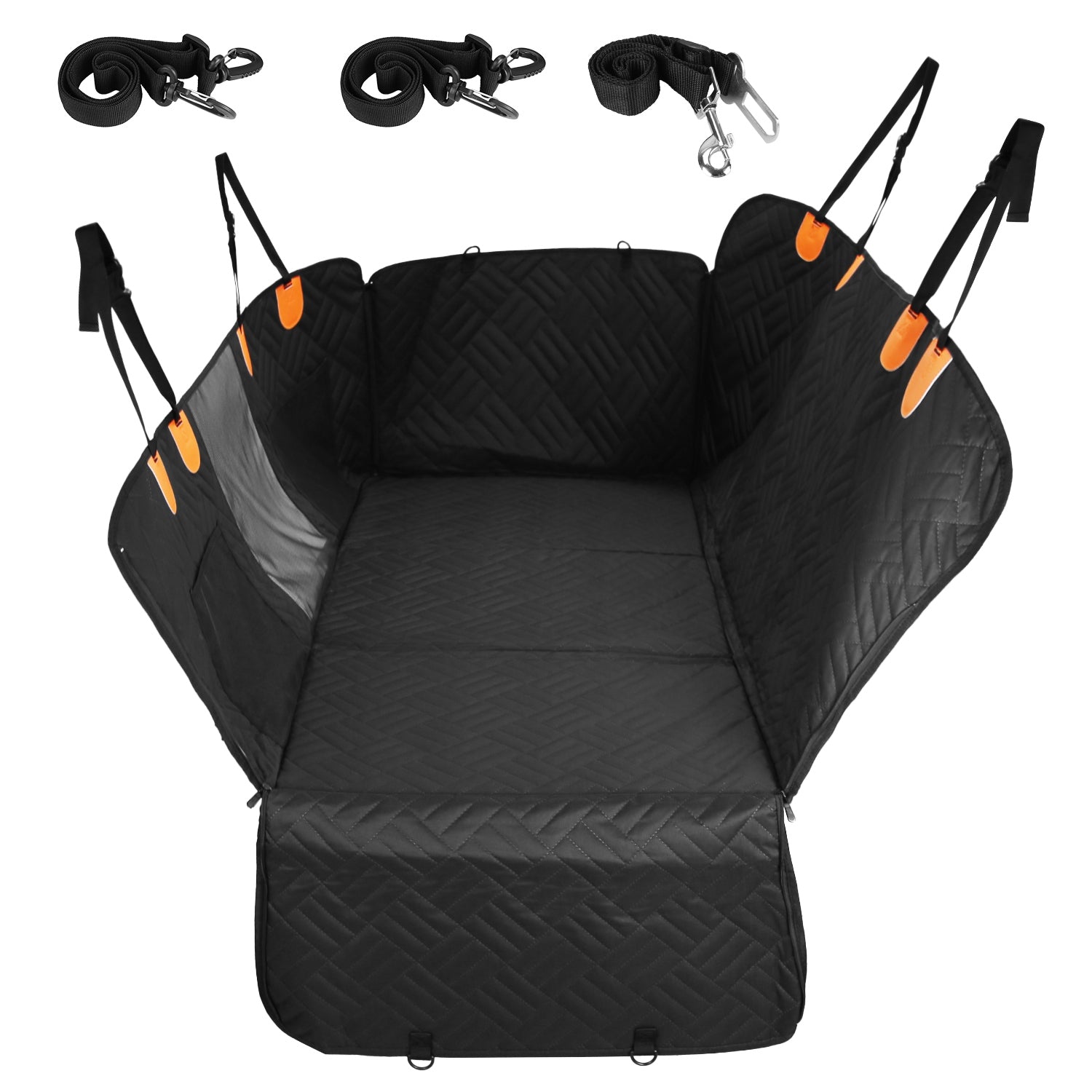 Waterproof Dog Car Seat Cover with Mesh Window and Side Flaps