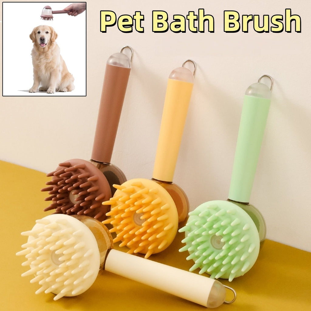 2-in-1 Pet Bathing Massage Brush with Shampoo Dispenser, 18cm