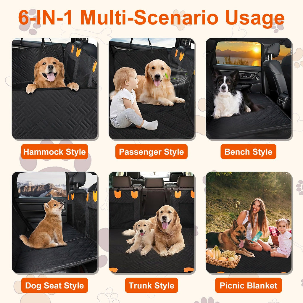 Waterproof Dog Car Seat Cover with Mesh Window and Side Flaps