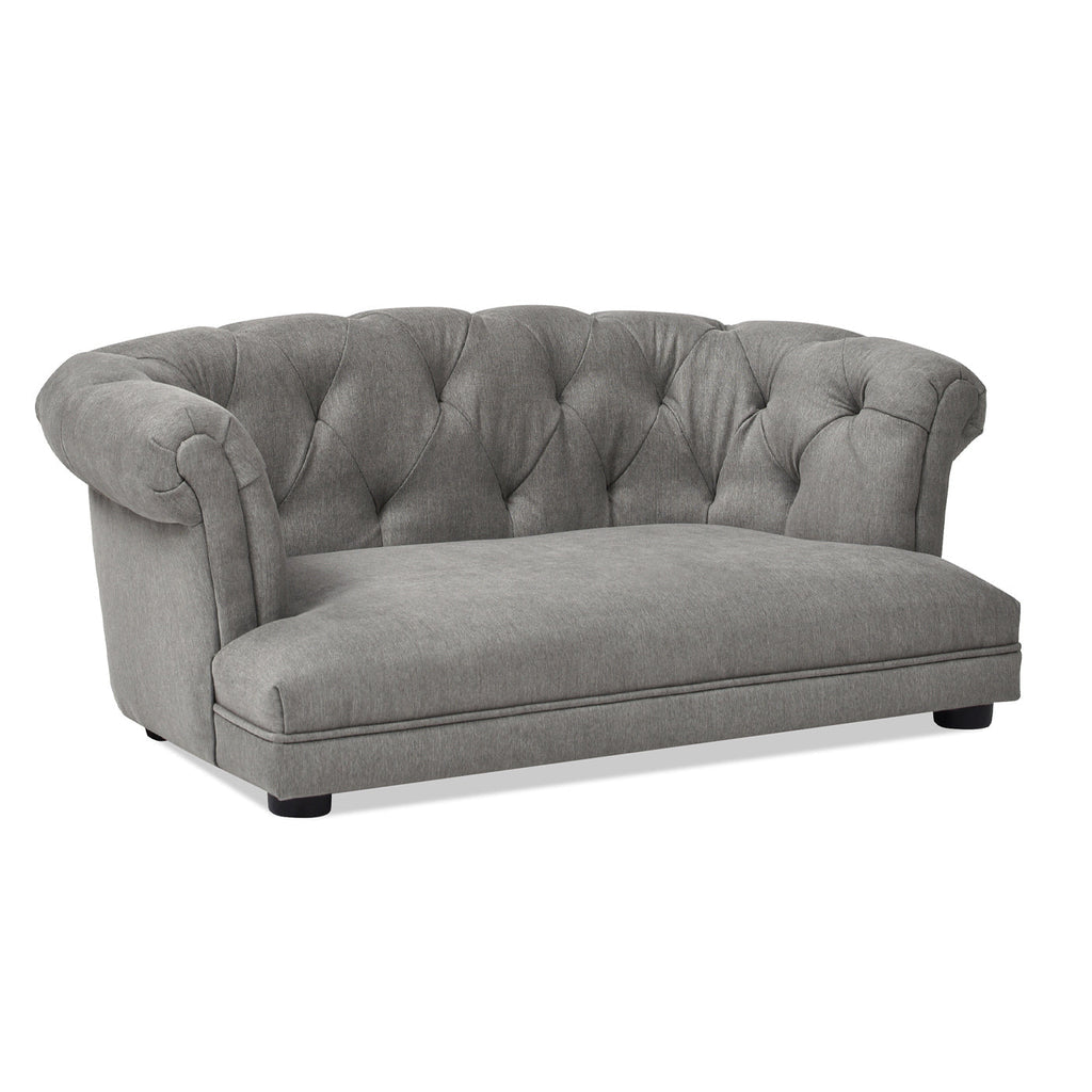 Gray Velvet Chesterfield Pet Sofa for Small and Medium Pets