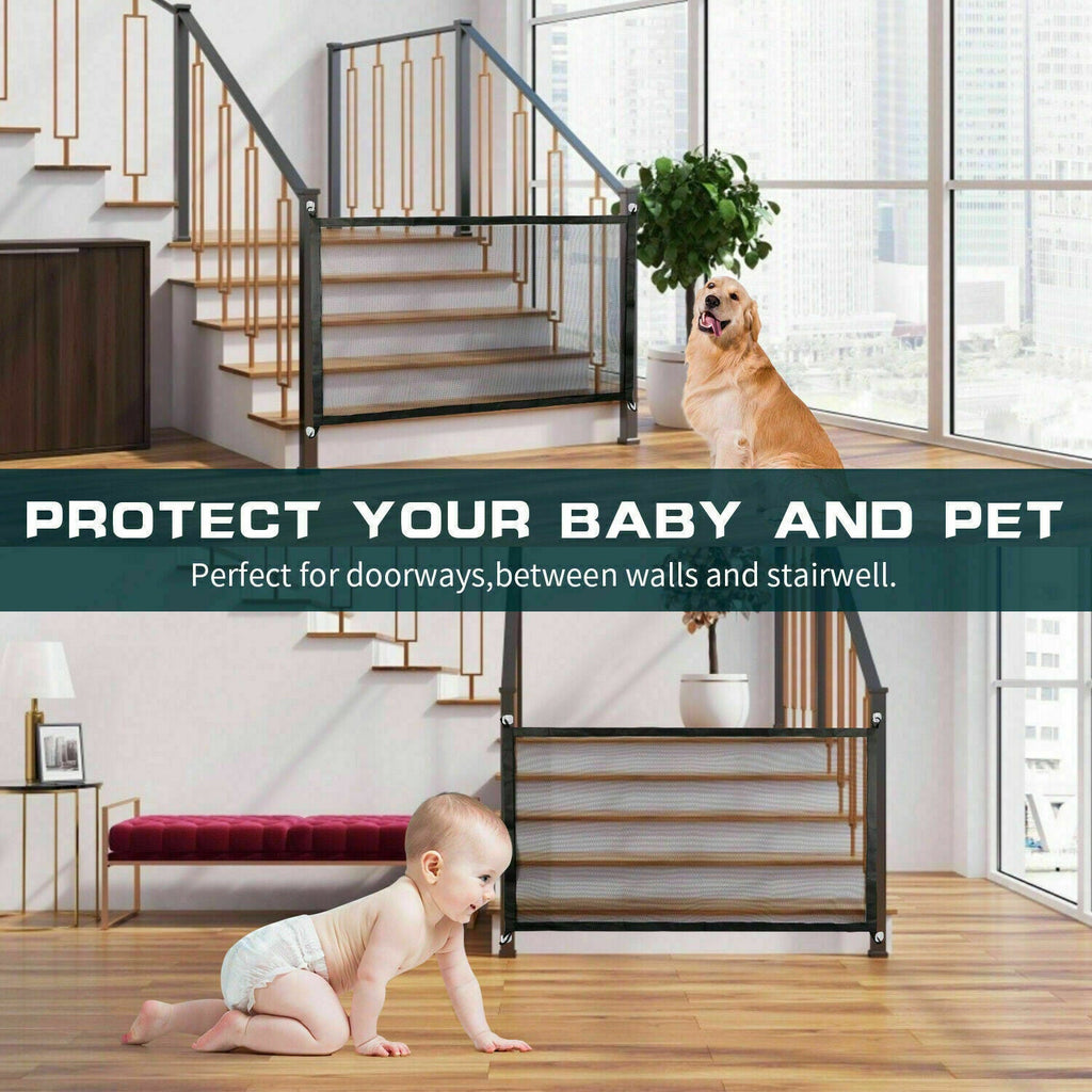 Retractable Mesh Pet Safety Gate – Portable, Pressure-Mounted Barrier