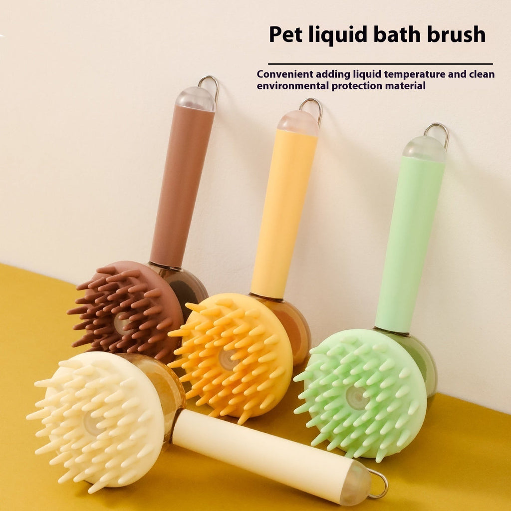 2-in-1 Pet Bathing Massage Brush with Shampoo Dispenser, 18cm